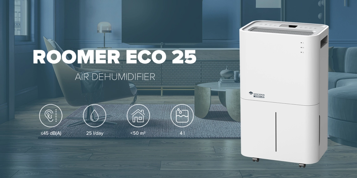 Der kompakte MyCond Roomer Eco 25 Luftentfeuchter ist ideal für den Hausgebrauch.