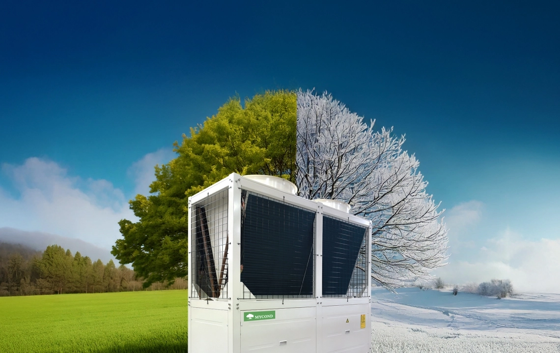Diagramm von energieeffizienten 4-Rohr-Modular-Kühlern im Einsatz.