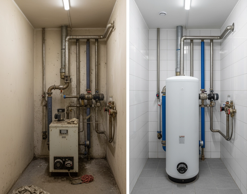 Rekonstruktion eines alten Heizungssystems mit der Mycond BeeEco Wärmepumpe